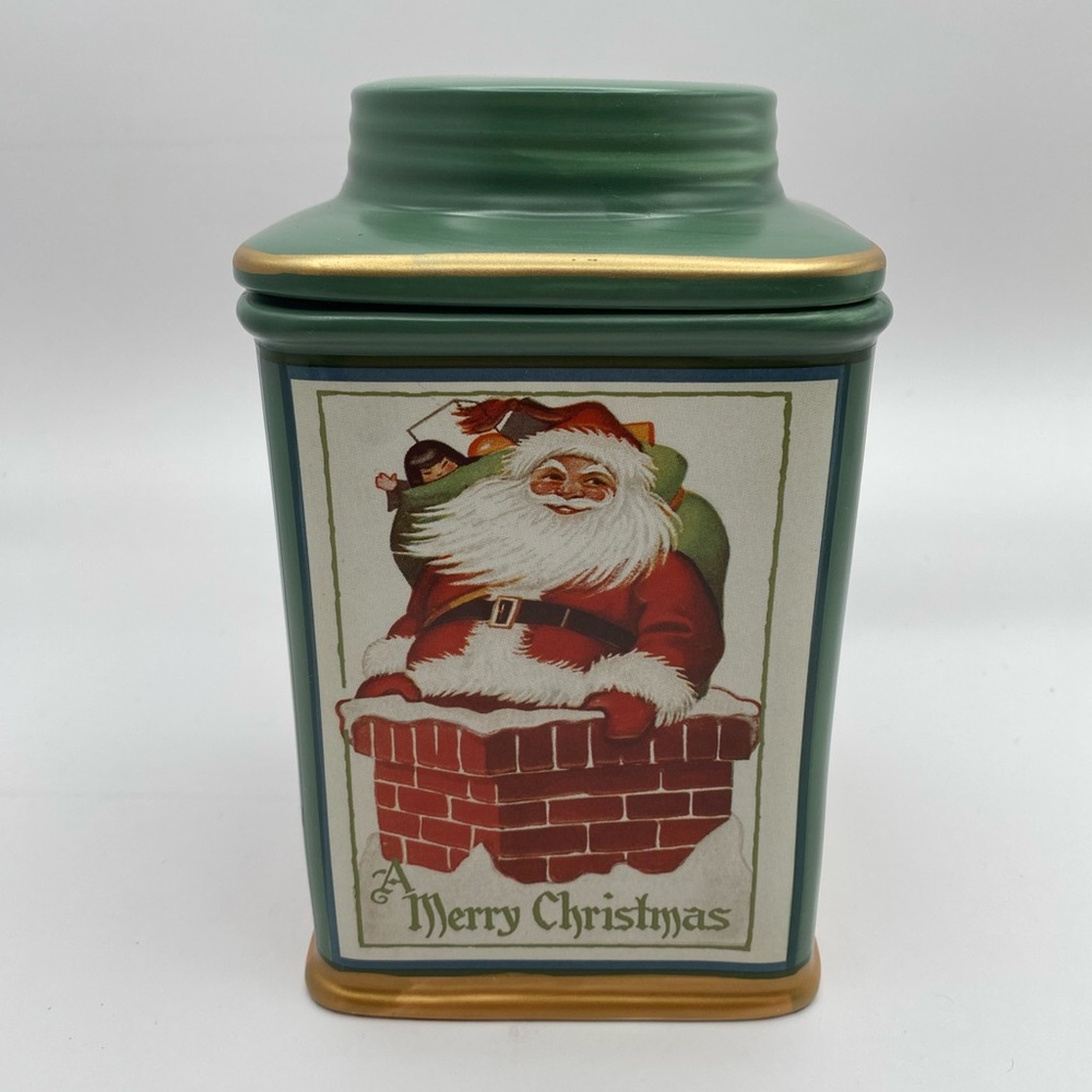 Sakura Oneida Ltd Santa  Claus Chimney Stoneware Cookie Jar Holiday Canister